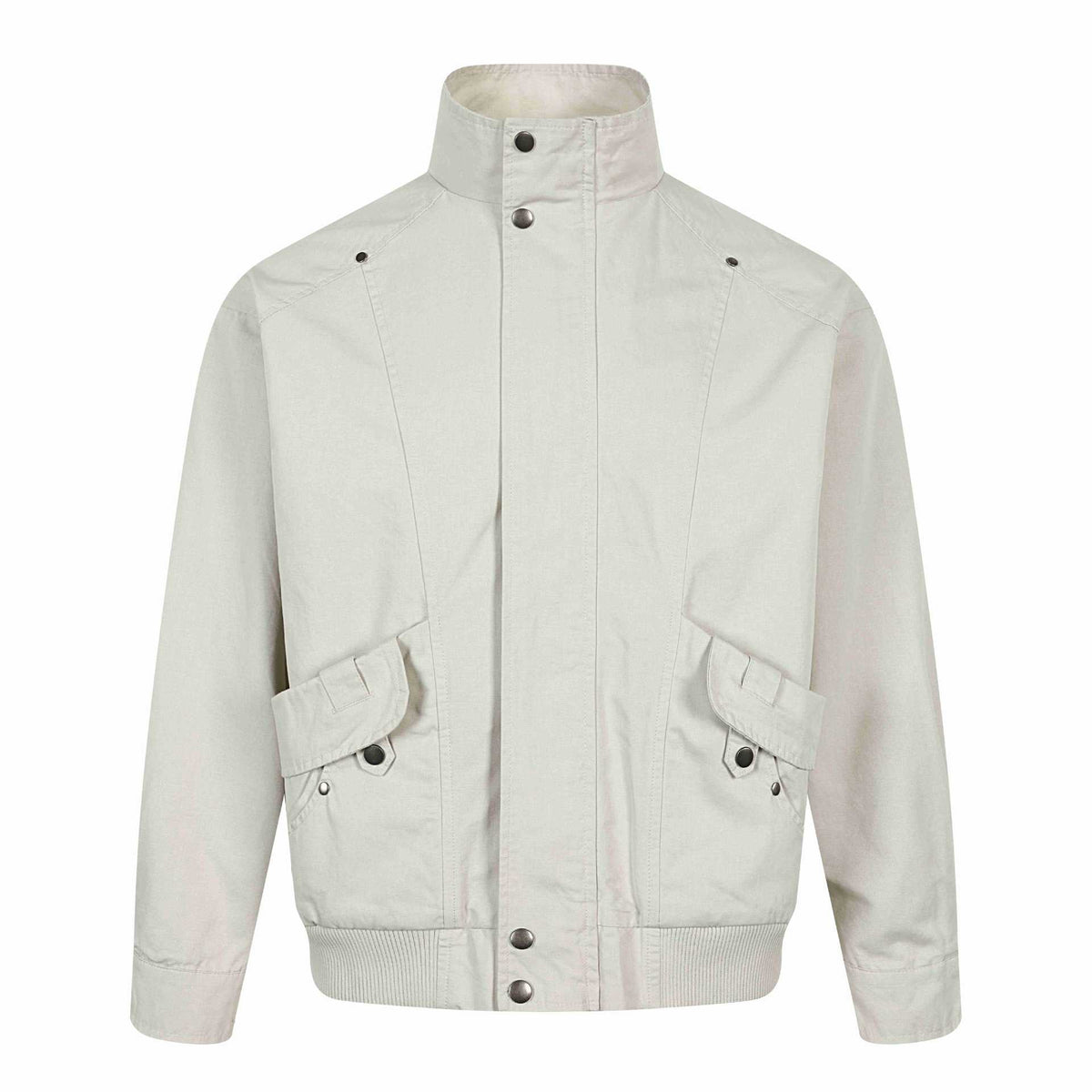 Men's Short Utility Bomber with High Stand Collar, Flap Pockets and Ribbed Cuffs EVA-US