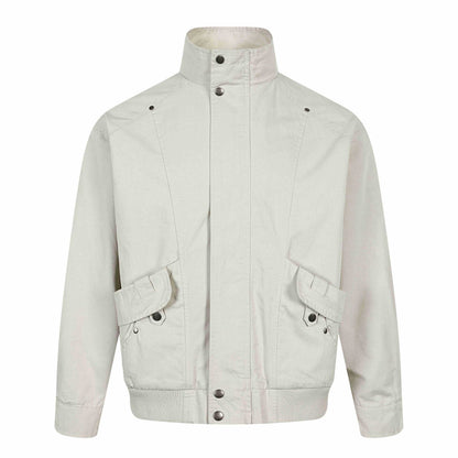 Men's Short Utility Bomber with High Stand Collar, Flap Pockets and Ribbed Cuffs EVA-US