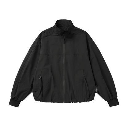 Unisex Light Windbreaker Jacket with High Stand-up Collar and Functional Pockets EVA-US