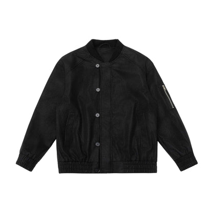Unisex short bomber jacket with textured suede look and ribbed collar EVA-US