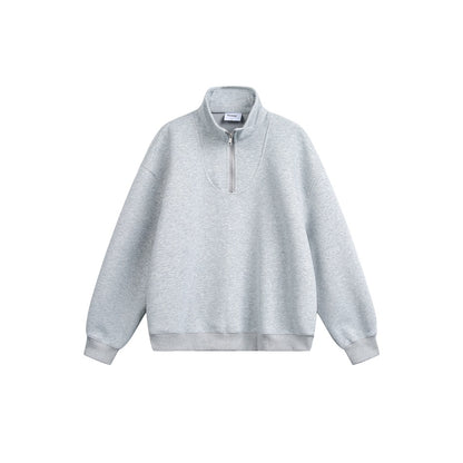 Women Oversize Halfzip Stand Collar Sweatshirt made of heavy cotton blend EVA-US