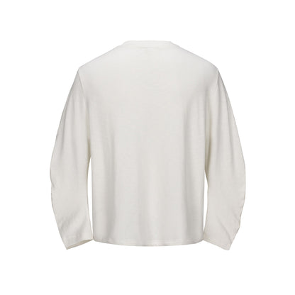 Unisex Oversized Long Sleeve Shirt with Vintage Band Print and Round Neck EVA-US