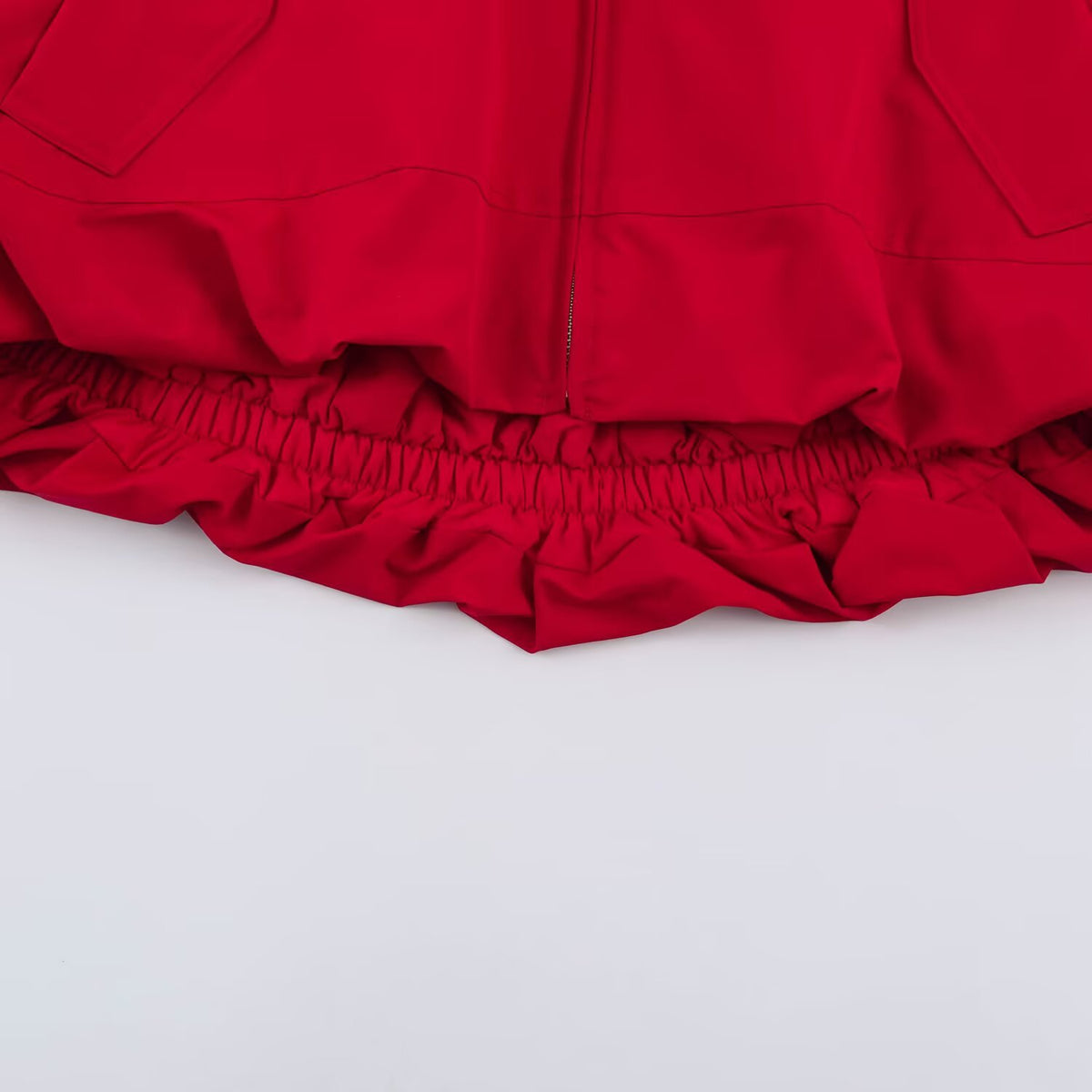 Women's Cropped Oversize Windbreaker with high funnel collar, drawstring and gathered elastic waistband EVA-US
