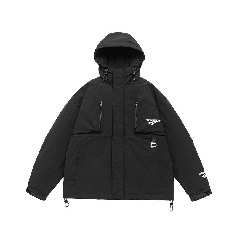 Unisex Technical Padded Parka Jacket with Hood and Zip Chest Pockets EVA-US