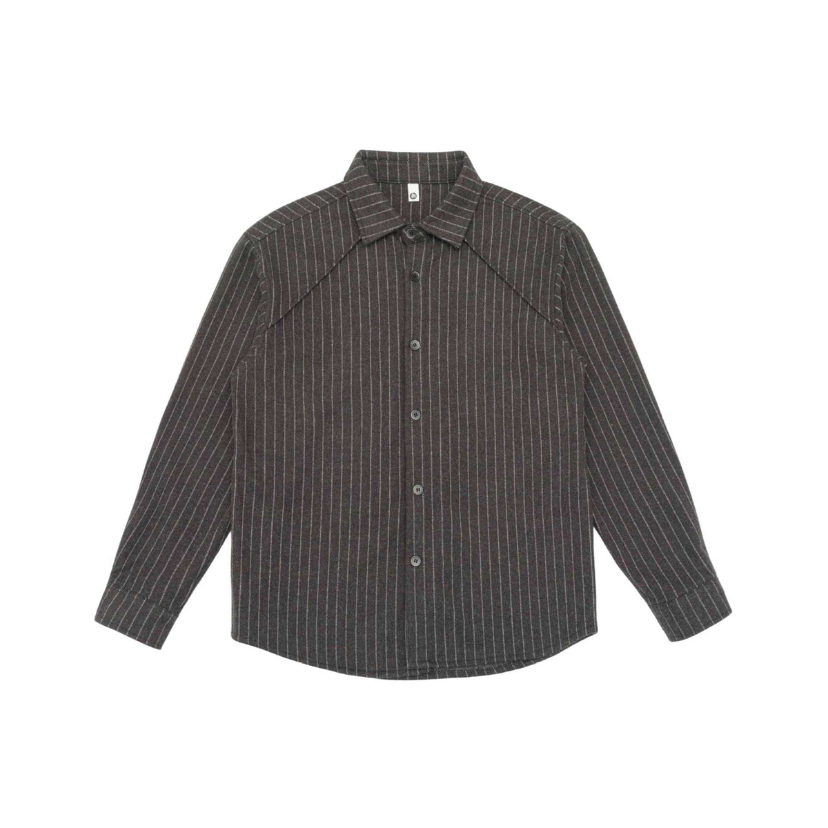 Women Oversized Shirt Jacket with distinctive shoulder yoke and pinstripes EVA-US