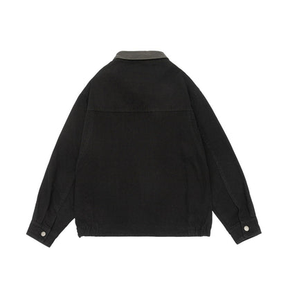 Men's Boxy Canvas Field Blouson with Snap Button Placket and Large Utility Pockets EVA-US