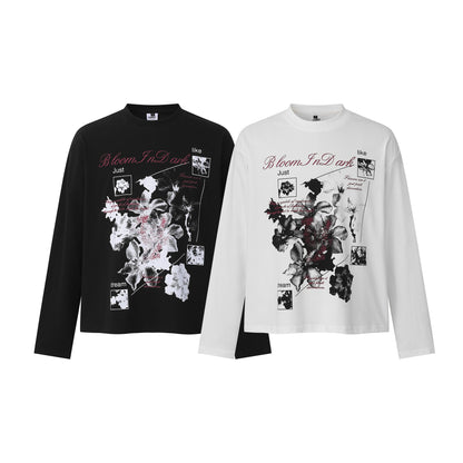 Women's long sleeve shirt with floral photo print and oversized boxy cut EVA-US