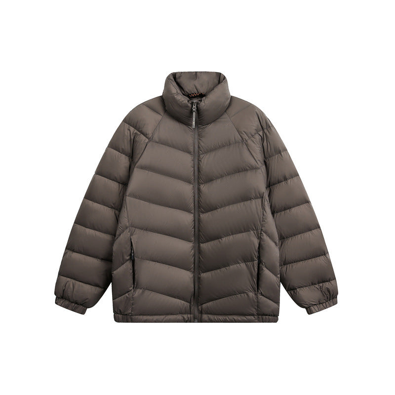 Unisex Short cut padded jacket in boxy fit with chevron quilting and high collar EVA-US