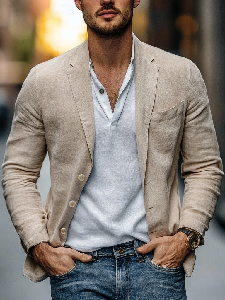 Men's Casual Linen Blazer EVA-US