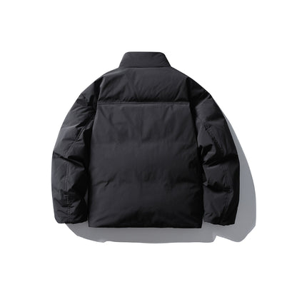 Men's Boxy Thermal Insulation Jacket with High Stand Collar and Minimalist Outer Shell EVA-US
