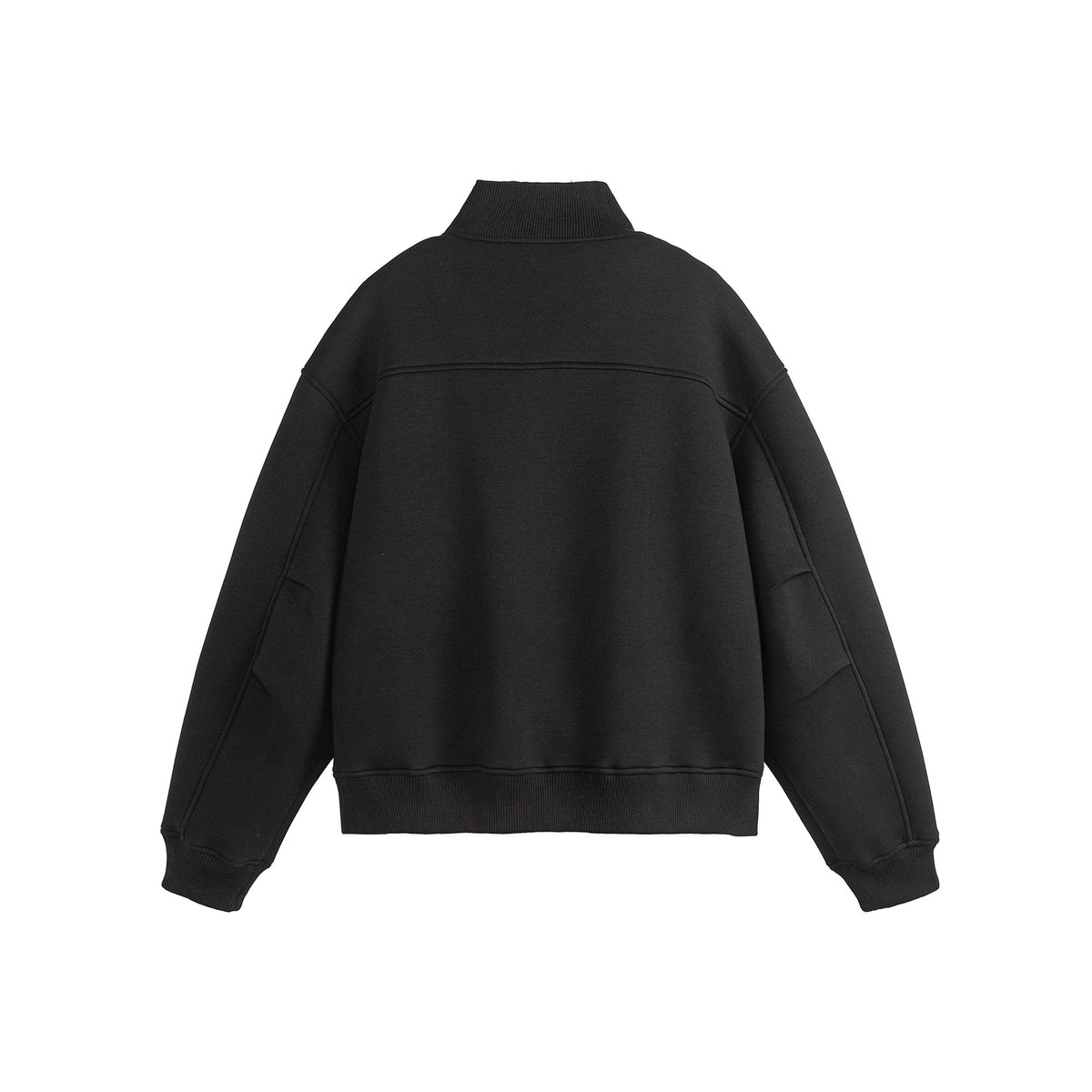 Unisex Boxy-Zip Sweat Jacket with Funnel Neck and Ribbed Cuffs EVA-US