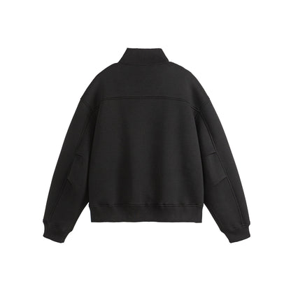 Unisex Boxy-Zip Sweat Jacket with Funnel Neck and Ribbed Cuffs EVA-US