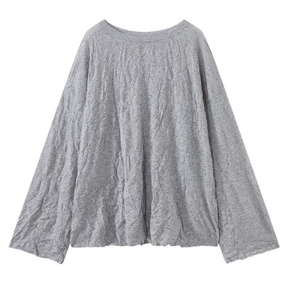 Women's Crinkled Oversize Blouse made of Linen Blend with Textured Pleated Look EVA-US