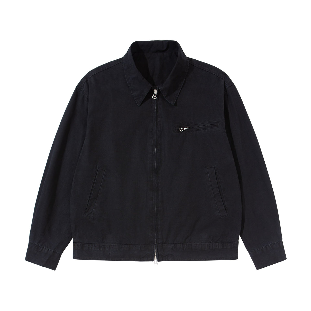 Men's Short Blouson in Vintage-Washed Canvas with Two-Way Zipper EVA-US