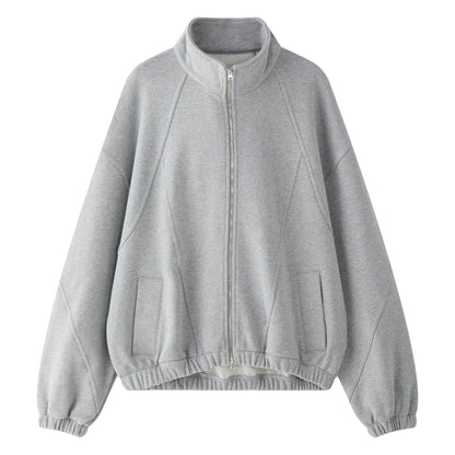 Women's Lounge Set consisting of sweatshirt with stand-up collar and drawstring shorts EVA-US