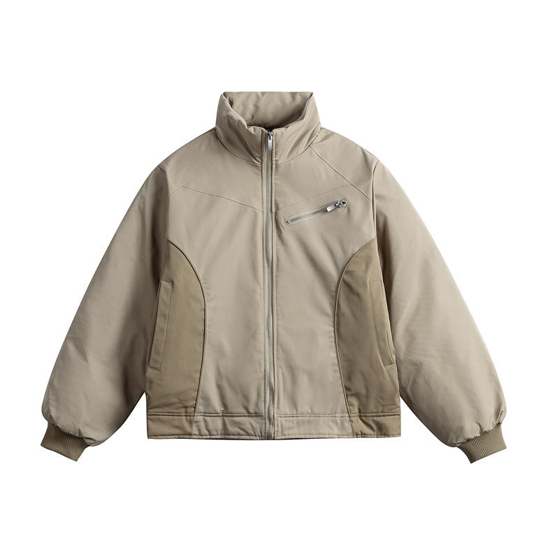 Unisex short cut quilted jacket with stand-up collar and ergonomic side inserts EVA-US