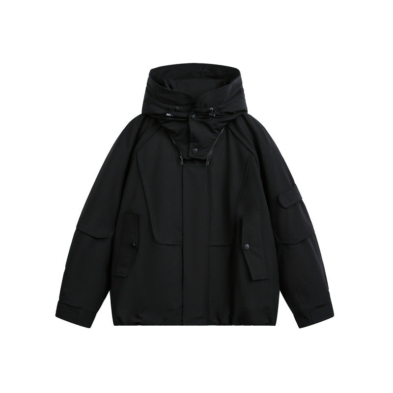 Men's technical outdoor jacket with adjustable hood and utility pockets EVA-US