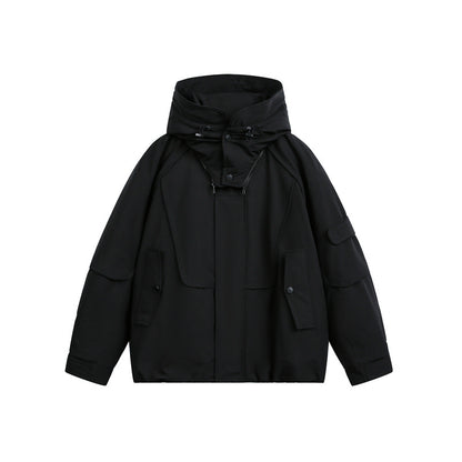 Men's technical outdoor jacket with adjustable hood and utility pockets EVA-US