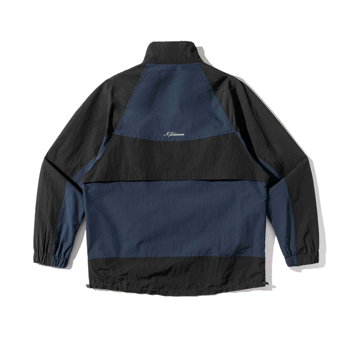 Unisex Lightweight Colorblock Windbreaker in Boxy Cut with High Stand-Up Collar and Drawstring Hem EVA-US