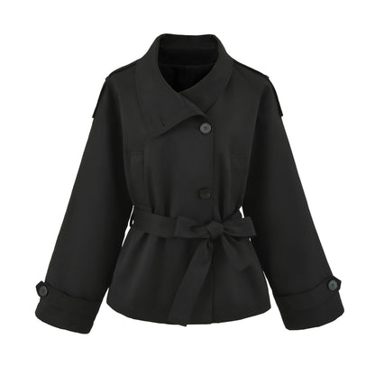 Ladies short trench with tie belt and wide arm EVA-US