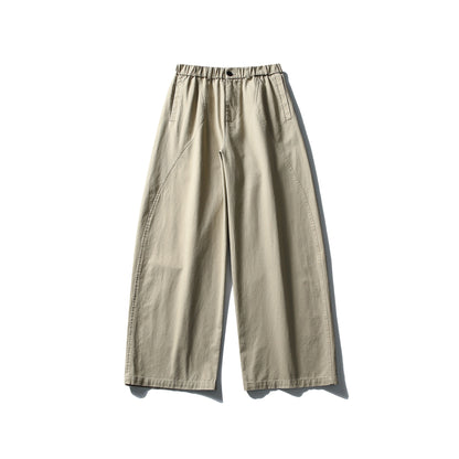 Women's Wide Cropped Pants with Elastic Waistband and Decorative Seam Passe EVA-US
