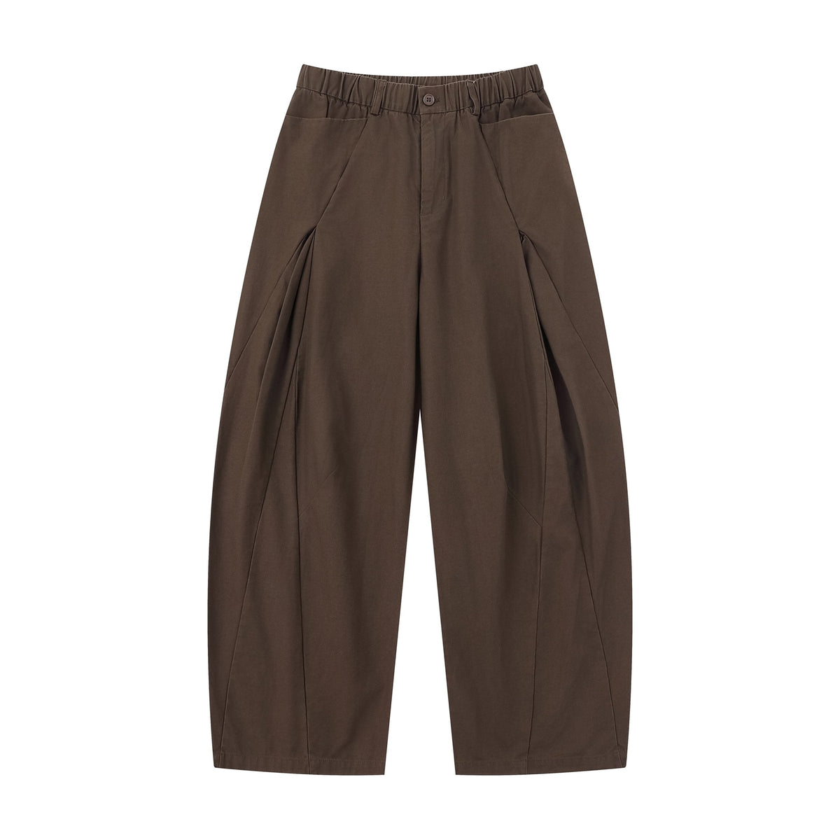 Women Wide Culotte Pants with Decorative Pleats and Elastic Waistband EVA-US