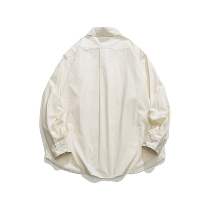 Unisex Oversized Shirt Jacket with Side Decorative Button Rows and Rounded Hem EVA-US
