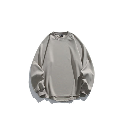Unisex Oversize Waffle Knit Sweatshirt with Round Neck EVA-US