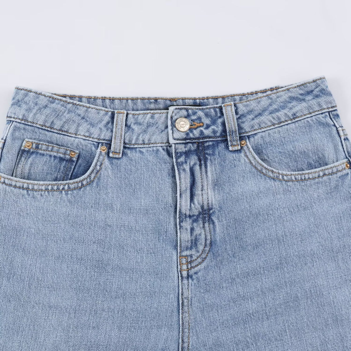 Women's high-waisted wide jeans with straight leg and cropped length EVA-US