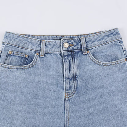 Women's high-waisted wide jeans with straight leg and cropped length EVA-US