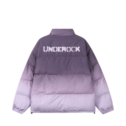 Women’s short padded quilted jacket with high funnel collar and ombré detail EVA-US