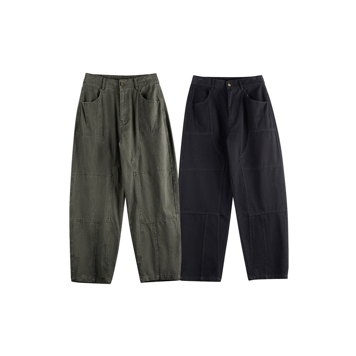 Women Relaxed-Fit Workwear Pants with High Waist and Patch Pockets EVA-US