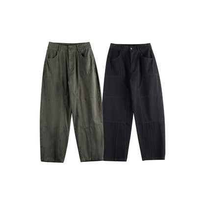 Women Relaxed-Fit Workwear Pants with High Waist and Patch Pockets EVA-US