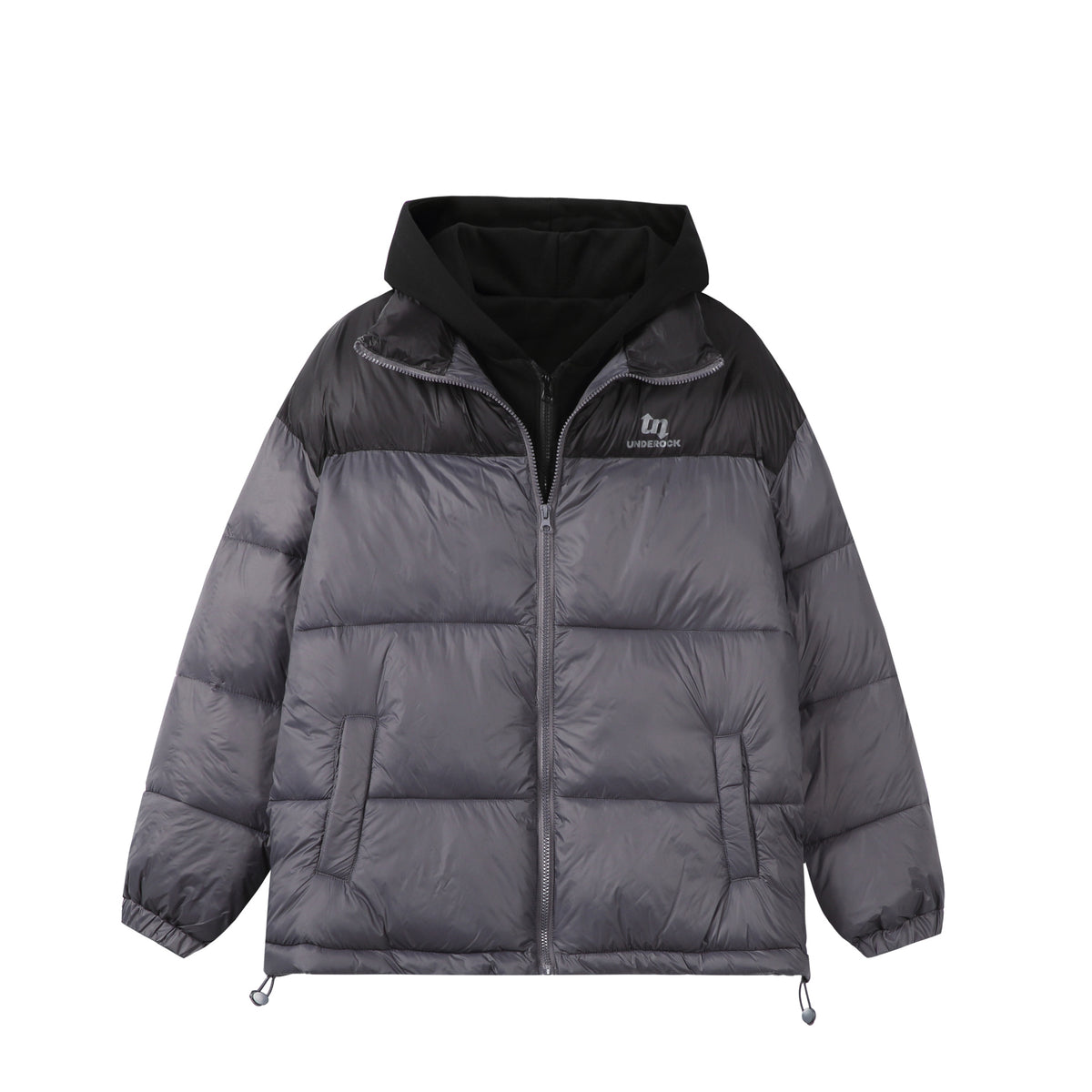 Unisex Short Cut High-Loft Puffer Jacket with Internal Hood and Drawstring Hem EVA-US