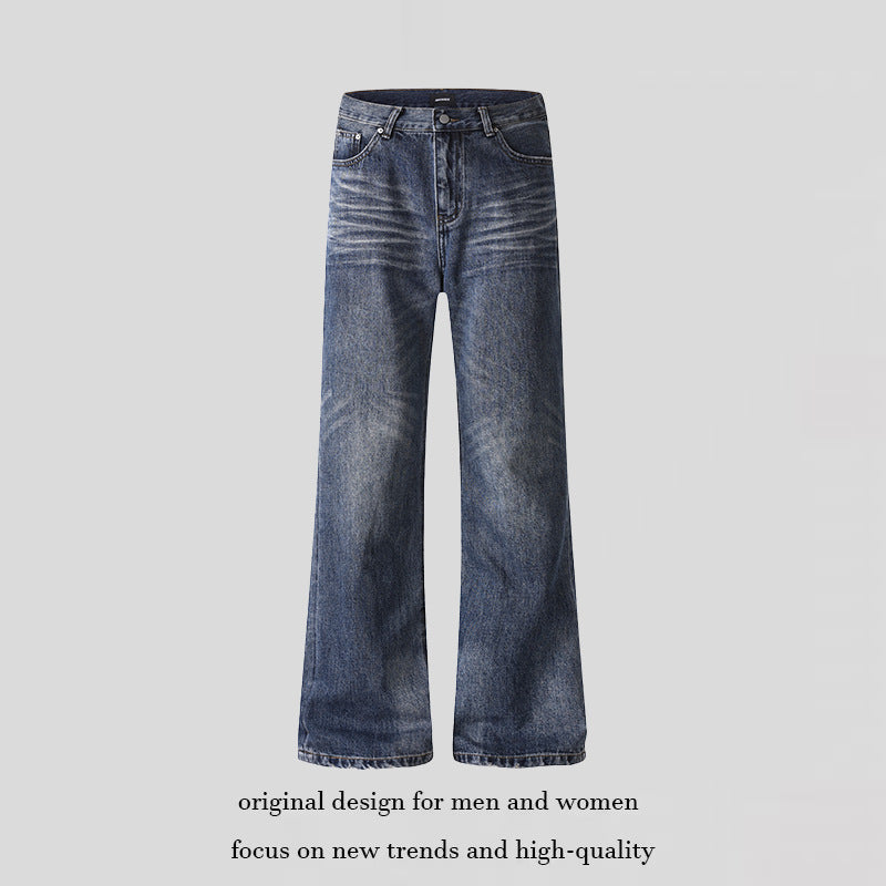 Women's wide cropped jeans with high waist and used effect EVA-US