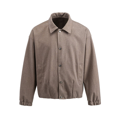 Men's short-cut wool blend blouson with concealed snap button placket EVA-US