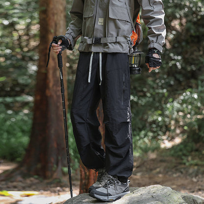 Men's Lightweight Technical Cargo Trekking Pants with Drawstring Waist, Zipper Pockets, and Elastic Hem EVA-US