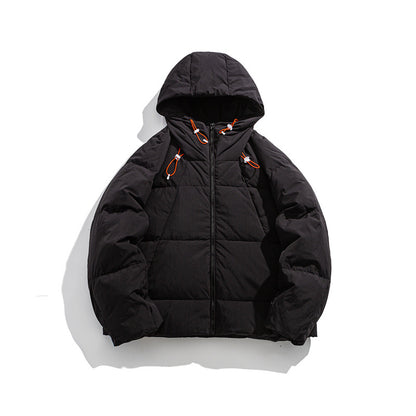 Men's lightly padded hooded jacket with windproof microfiber shell and adjustable drawstring EVA-US