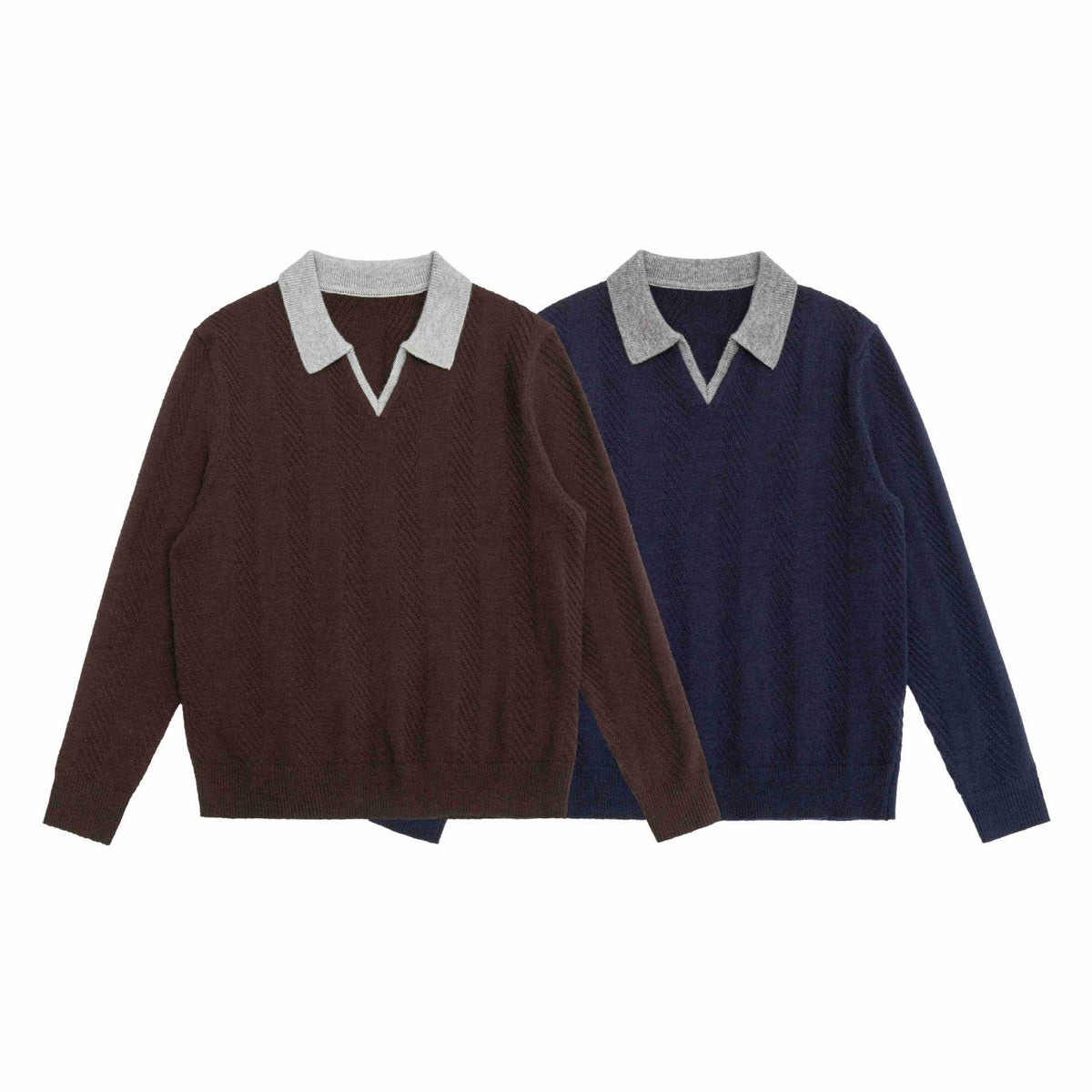 Unisex knitted sweater with polo collar and V-neck EVA-US