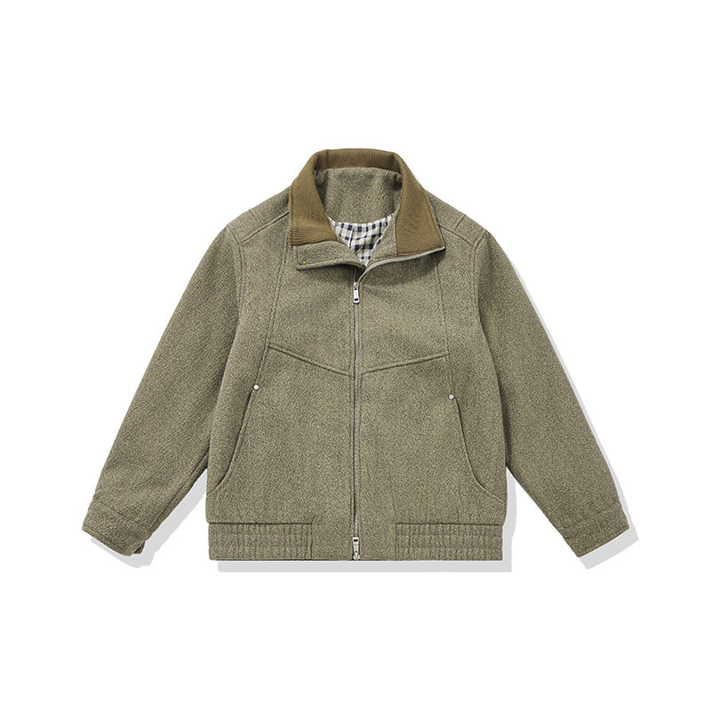 Men's short-cut fleece jacket with cord collar and quilted lining EVA-US