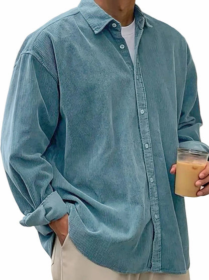 Men's casual cord shirt made of fine corduroy with oversized fit EVA-US