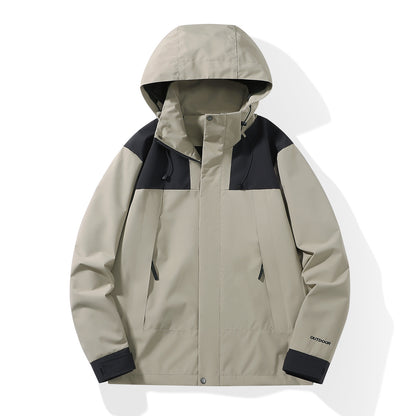 Men's Weatherproof Shell Parka with Adjustable Hood and Concealed Zippers EVA-US