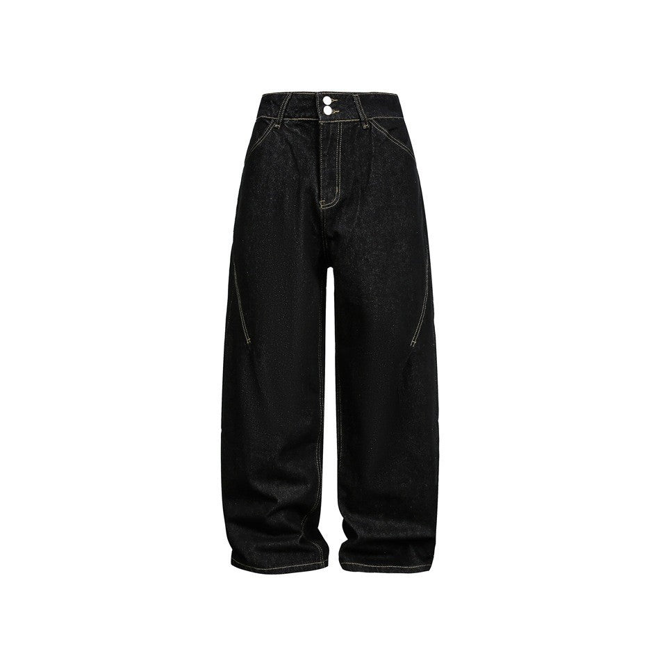 Women's Wide High-Waist Baggy Jeans made of heavyweight denim with contrast stitching EVA-US