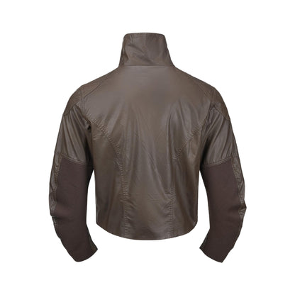 Men's leather-look blouson with high stand-up collar and zip chest pockets EVA-US