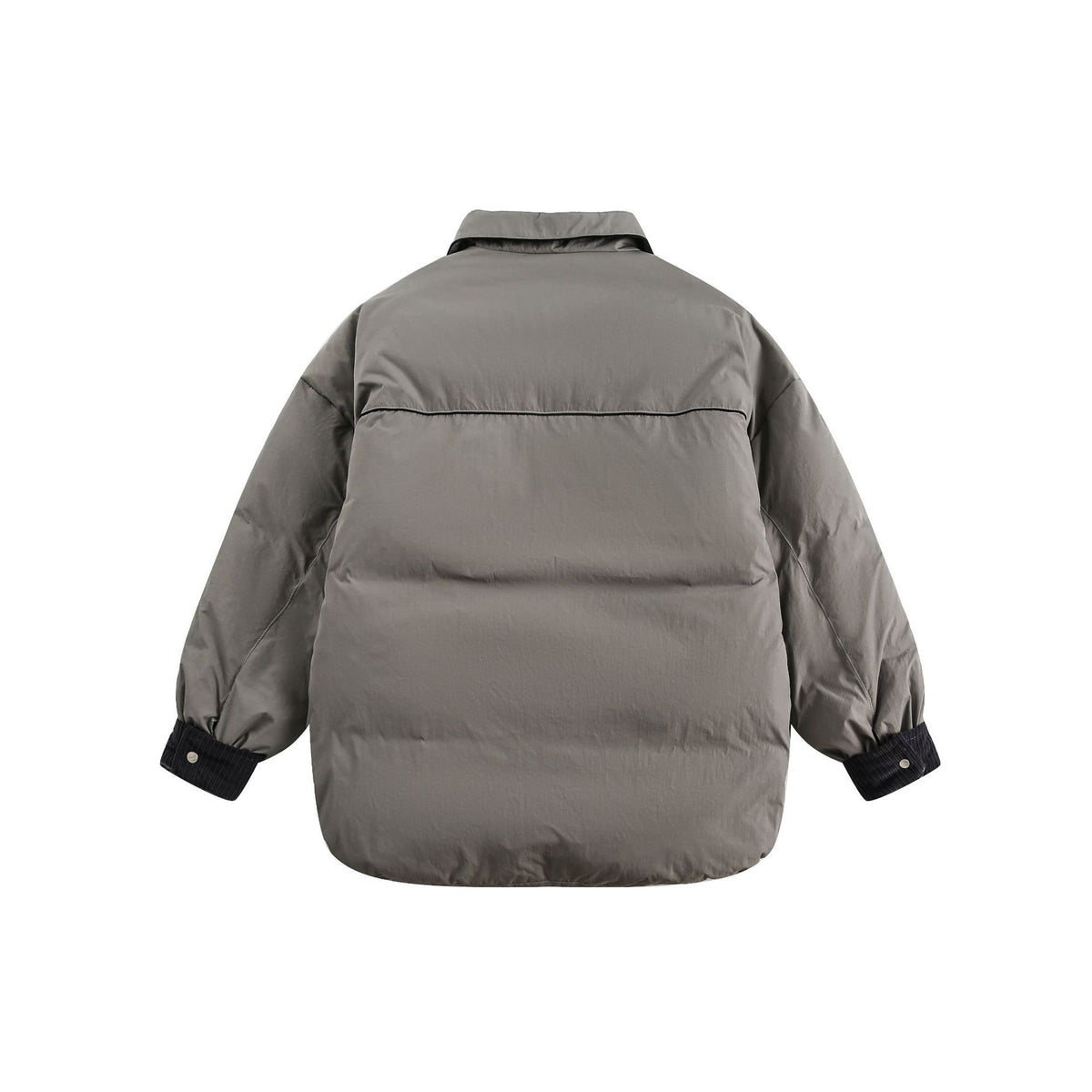 Unisex Short Cut Quilted Blouson Jacket with Shirt Collar and Cord Cuffs EVA-US