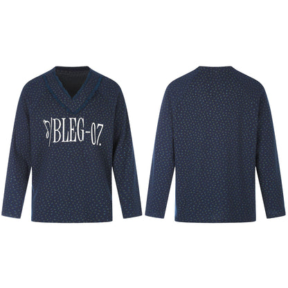 Women fine structure V-neck knitted sweater with ruffled collar EVA-US