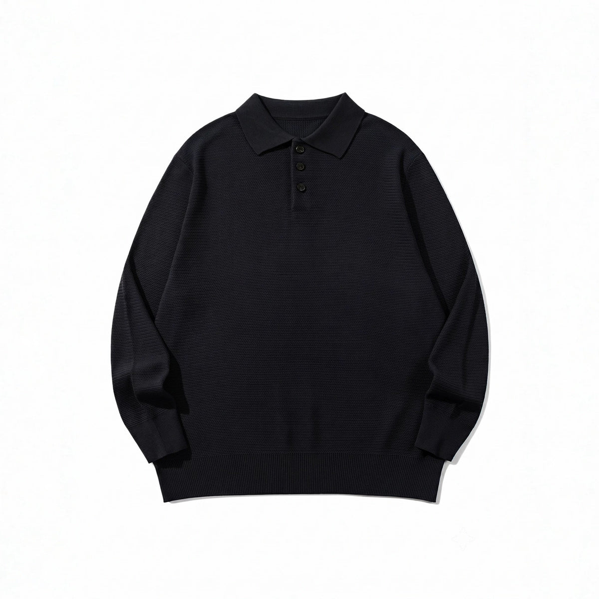 Unisex Waffle Knit Polo in Relaxed Fit with Triple Button Placket and Ribbed Hem EVA-US