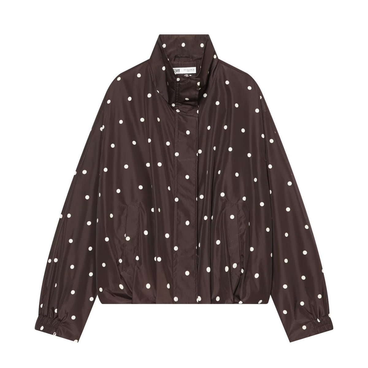 Women's Dotted Lightweight Transition Jacket with Funnel Collar and Elastic Hem EVA-US