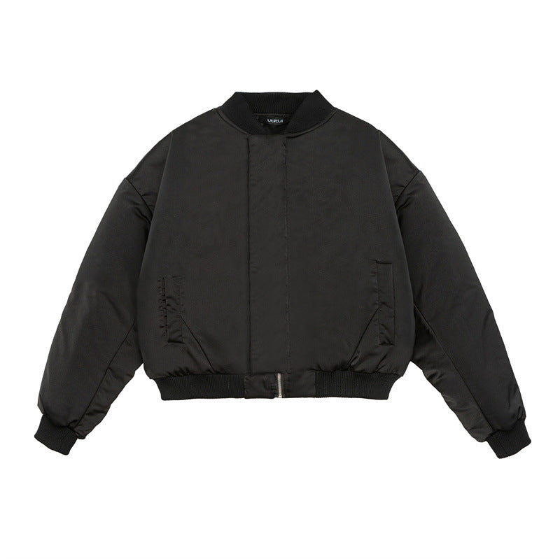 Unisex Short-Cut Boxy Puffer Bomber with Minimalist Front Placket EVA-US