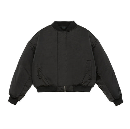 Unisex Short-Cut Boxy Puffer Bomber with Minimalist Front Placket EVA-US